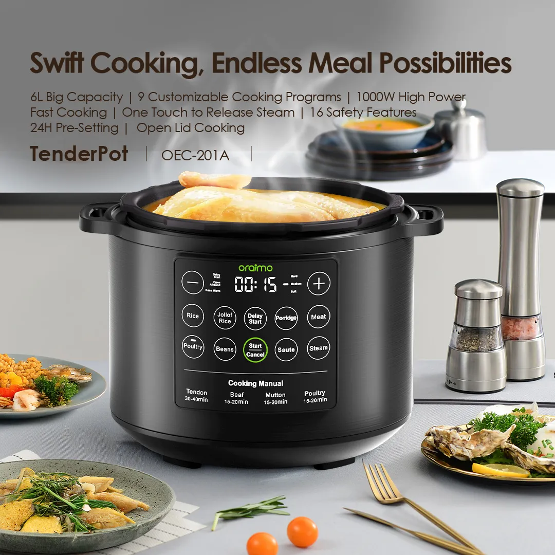 oraimo TenderPot 6L 1000W Electric Pressure Cooker OEC-201A oraimo TenderPot OEC 201A Swift Powerful Cooking