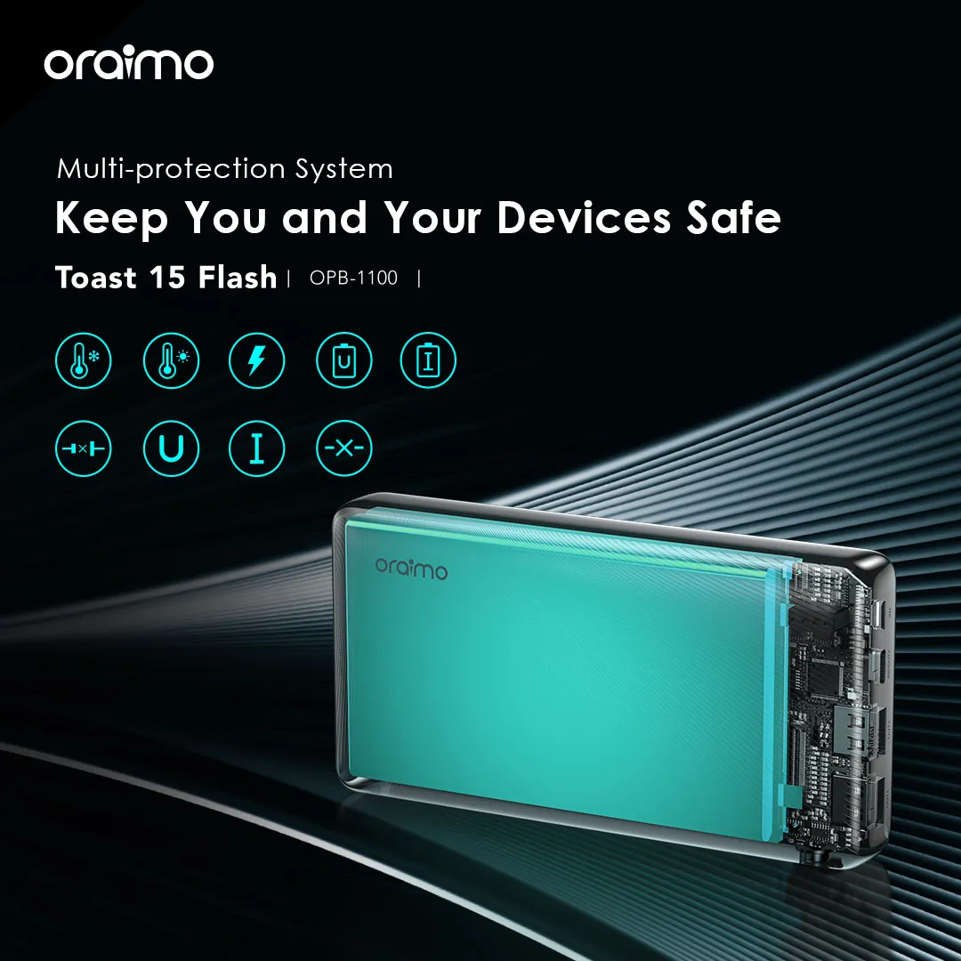 Oraimo Toast 15 Flash 10000mAh Power Banks Type-C In & Out OPB-1100 oraimo Toast 15 Flash 10000mAh OPB 1100 1