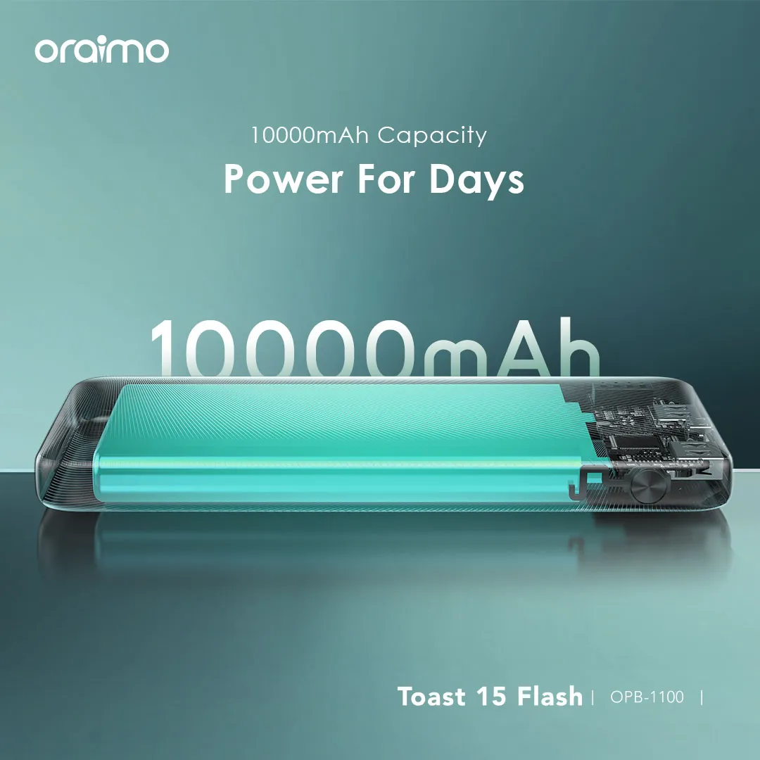 Oraimo Toast 15 Flash 10000mAh Power Banks Type-C In & Out OPB-1100 oraimo Toast 15 Flash 10000mAh OPB 1100 5