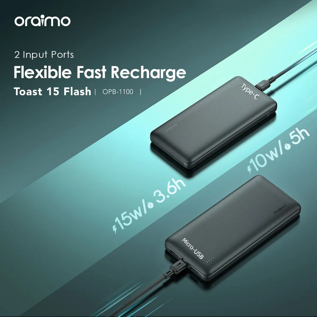 Oraimo Toast 15 Flash 10000mAh Power Banks Type-C In & Out OPB-1100 oraimo Toast 15 Flash 10000mAh OPB 1100 7