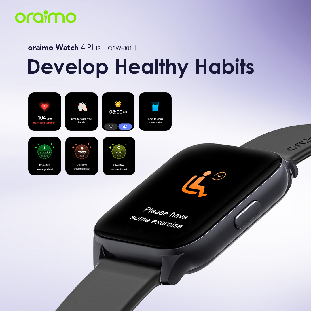 oraimo Watch 4 Plus 2.01″ HD IP68 Smart Watch OSW-801 oraimo Watch 4 Plus 2.01″ HD IP68 Smart Watch osw 801 3