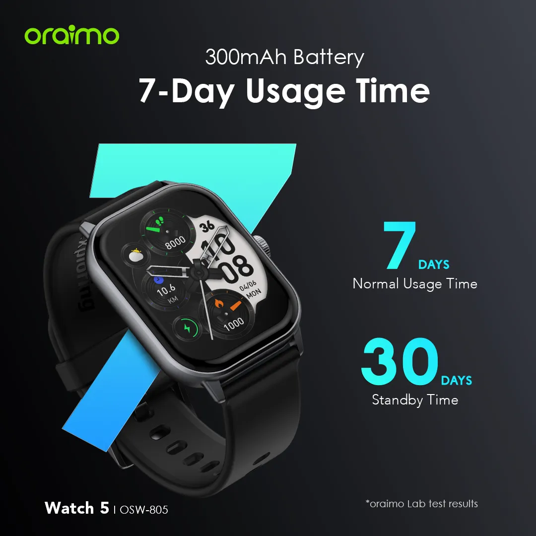 oraimo Watch 5 2.01" HD Panda Glass 1ATM Smart Watch OSW-805 oraimo Watch 5 2.01 HD Panda Glass 1ATM Smart Watch osw 805 9