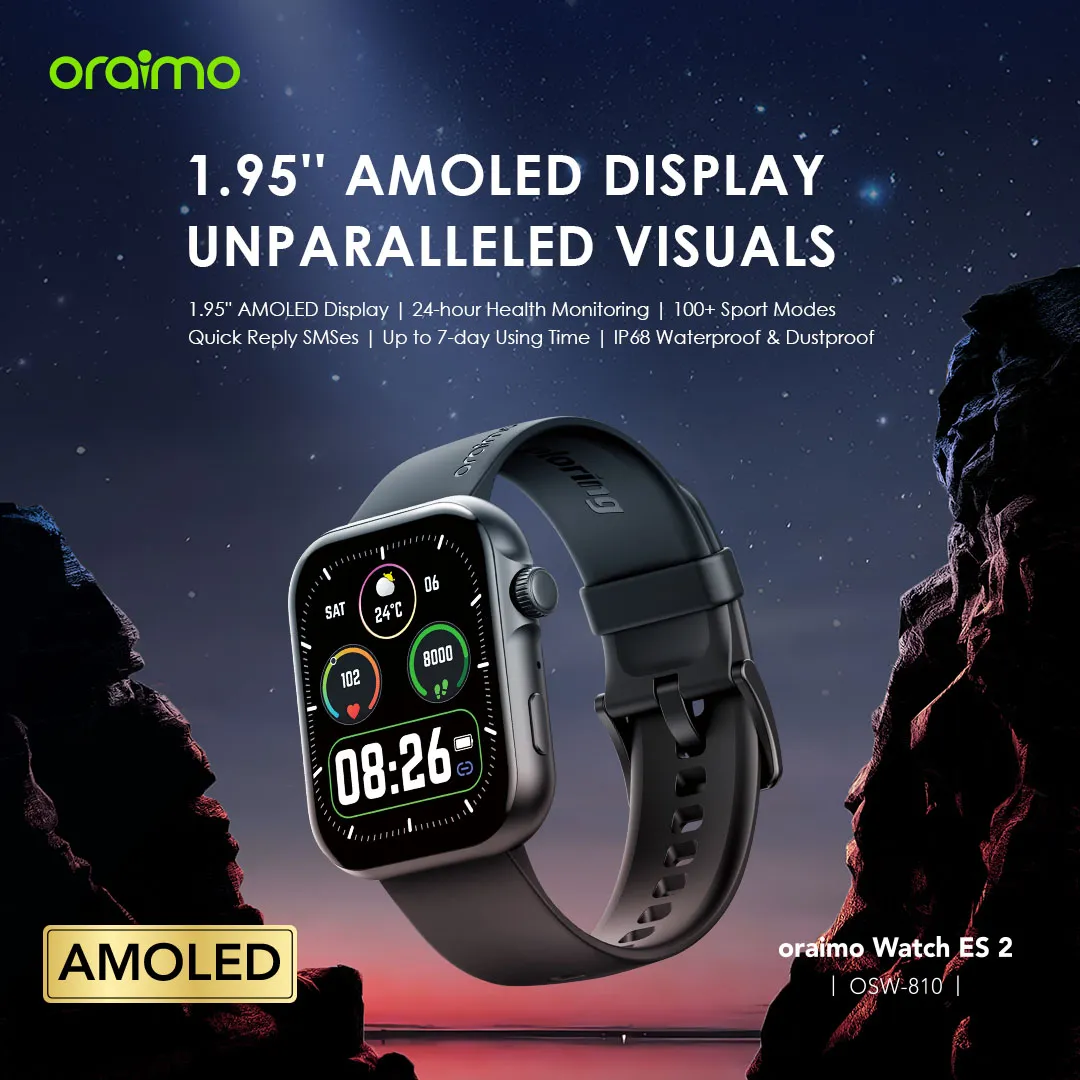 oraimo Watch ES 2 1.95″ AMOLED IP68 Smart Watch OSW-810 oraimo Watch ES 2 1.95″ AMOLED IP68 Smart Watch osw 810 1