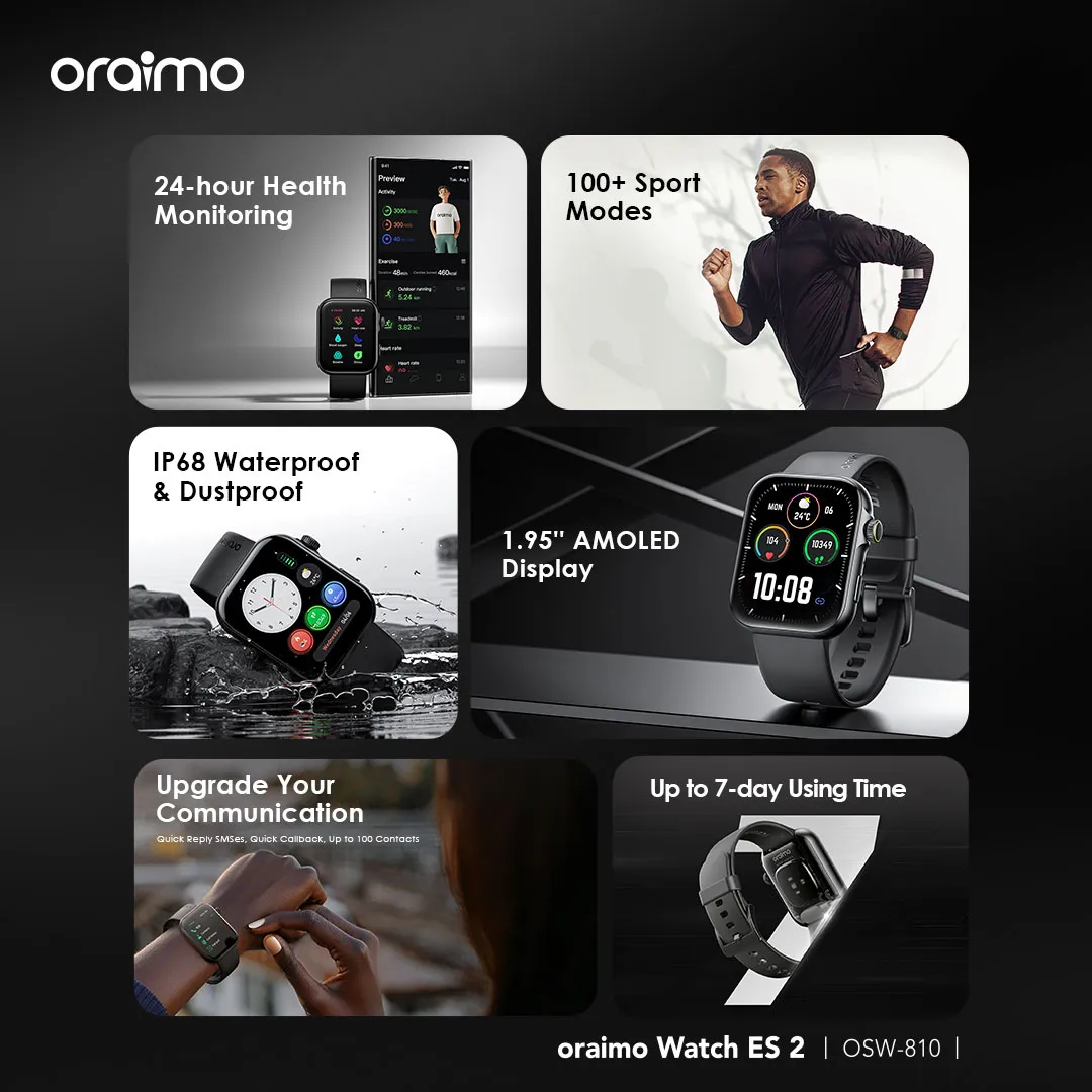 oraimo Watch ES 2 1.95″ AMOLED IP68 Smart Watch OSW-810 oraimo Watch ES 2 1.95″ AMOLED IP68 Smart Watch osw 810 12