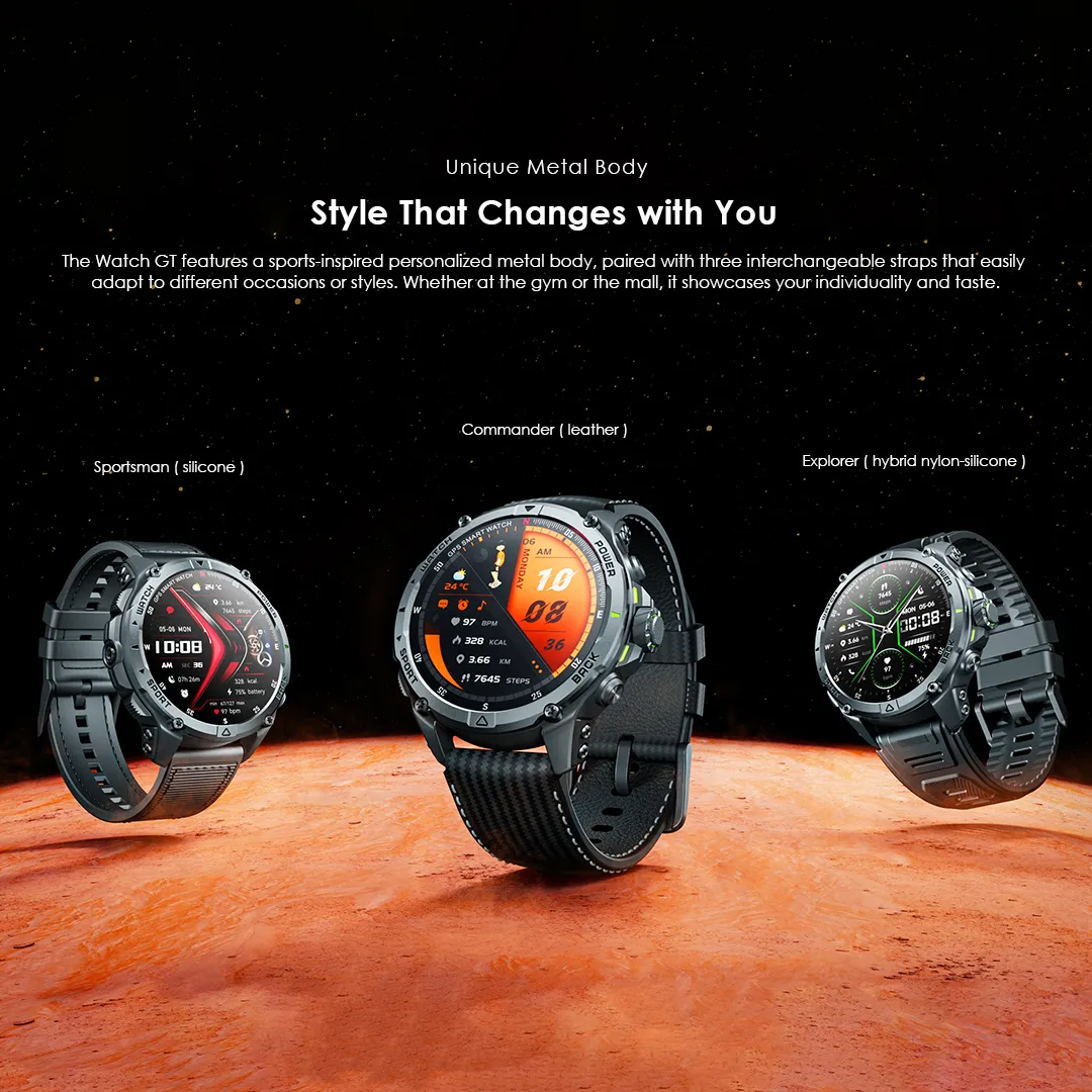oraimo Watch GT 1.43" AMOLED 3ATM GPS Smart Watch with 2 Replaceable Straps OSW-852H oraimo Watch GT OSW 852H smart watch 3 straps
