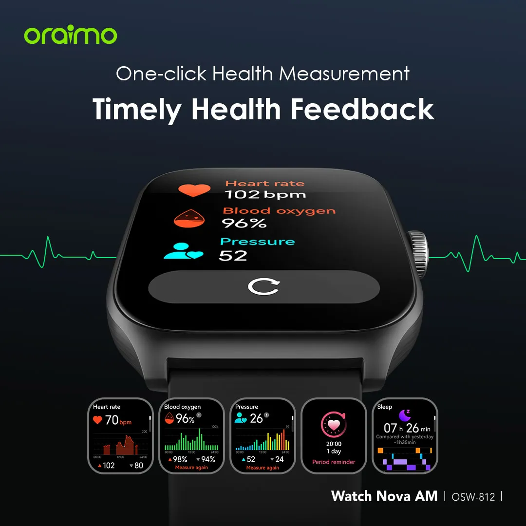 oraimo Watch Nova AM 2.01 AMOLED Screen Curved Cover Smart Watch OSW-812 oraimo Watch Nova AM 2.01 AMOLED Screen Curved Cover Smart Watch osw 812 5