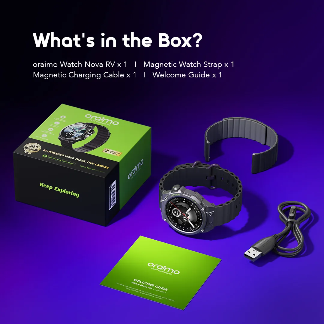oraimo Watch Nova RV 1.39" HD Video Watch Faces IP68 Smart Watch OSW-822N oraimo Watch Nova RV OSW 822N What is in the