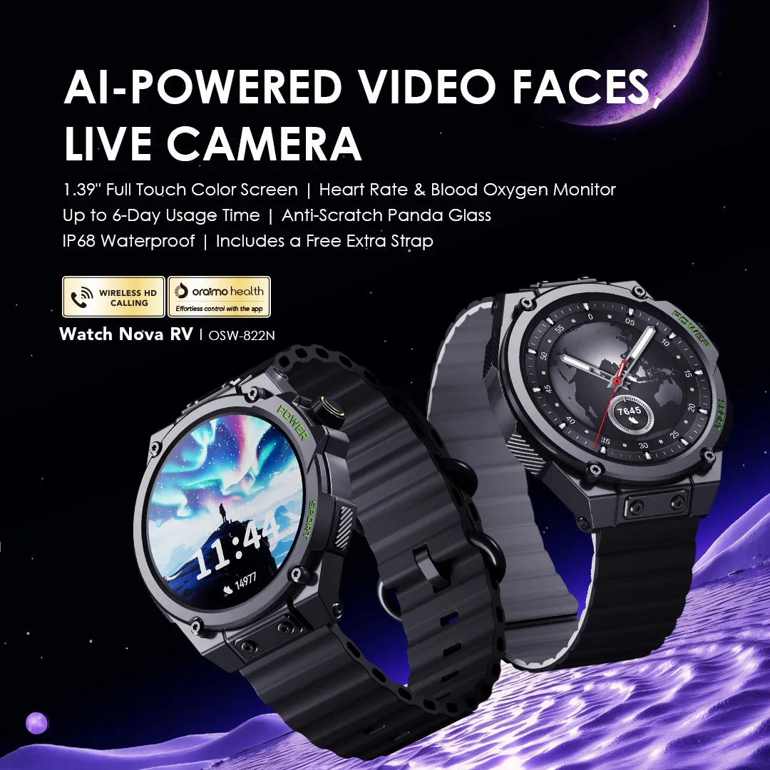 oraimo Watch Nova RV 1.39" HD Video Watch Faces IP68 Smart Watch OSW-822N oraimo Watch Nova RV OSW 822N video watch face smart watch 1