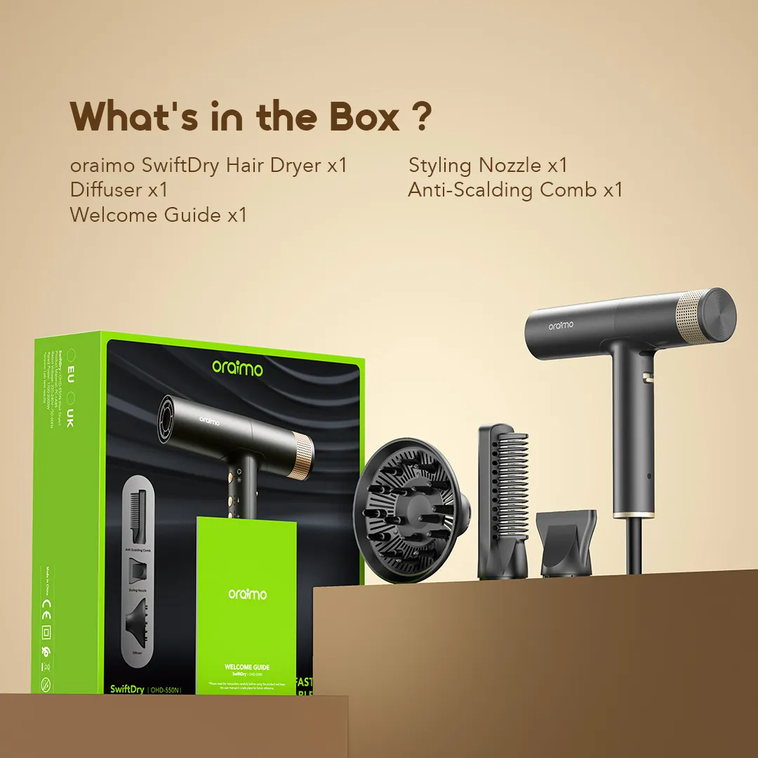 oraimo Swift Dry High-Speed Motor Hair Dryer OHD-550N oraimo hair dryer swift dry ohd 550n in the box 11