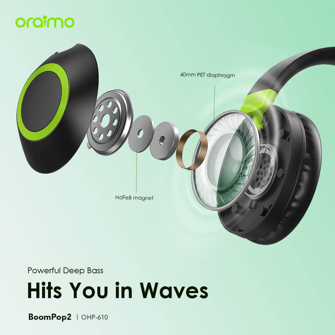oraimo oraimo BoomPop 2 ENC Over-Ear Wireless Headphones OHP-610 oraimo oraimo BoomPop 2 ENC Over Ear Wireless Headphones ohp 610 10