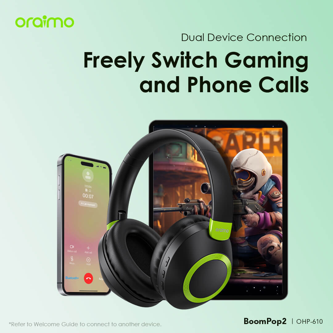 oraimo oraimo BoomPop 2 ENC Over-Ear Wireless Headphones OHP-610 oraimo oraimo BoomPop 2 ENC Over Ear Wireless Headphones ohp 610 3