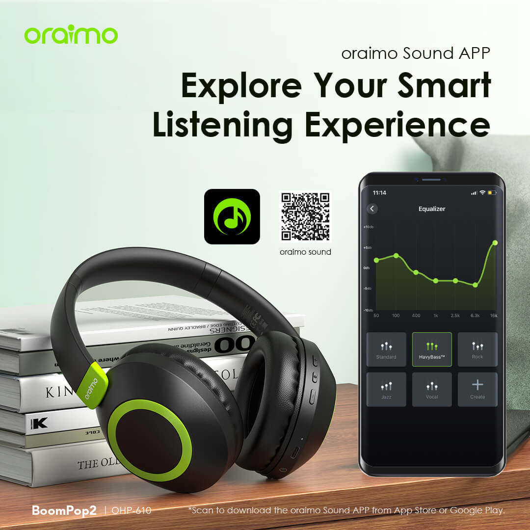 oraimo oraimo BoomPop 2 ENC Over-Ear Wireless Headphones OHP-610 oraimo oraimo BoomPop 2 ENC Over Ear Wireless Headphones ohp 610 4