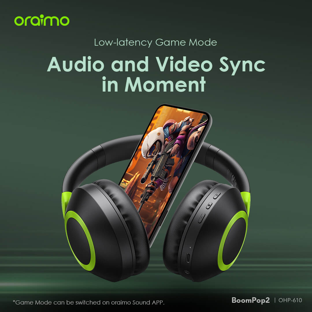 oraimo oraimo BoomPop 2 ENC Over-Ear Wireless Headphones OHP-610 oraimo oraimo BoomPop 2 ENC Over Ear Wireless Headphones ohp 610 5