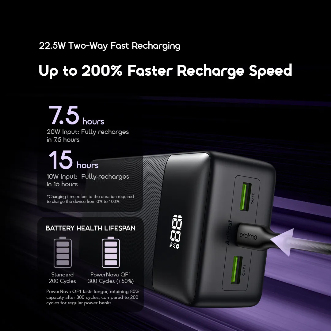 oraimo power bank powernova qf1 opb 7270q quick recharging