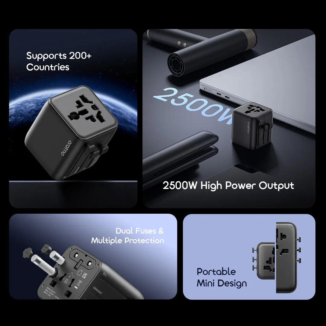 oraimo PowerOmni 251 2500W Multi-Plug Travel Converter OCW-T01 oraimo travel adapter PowerOmni 251 OCW T01 Features