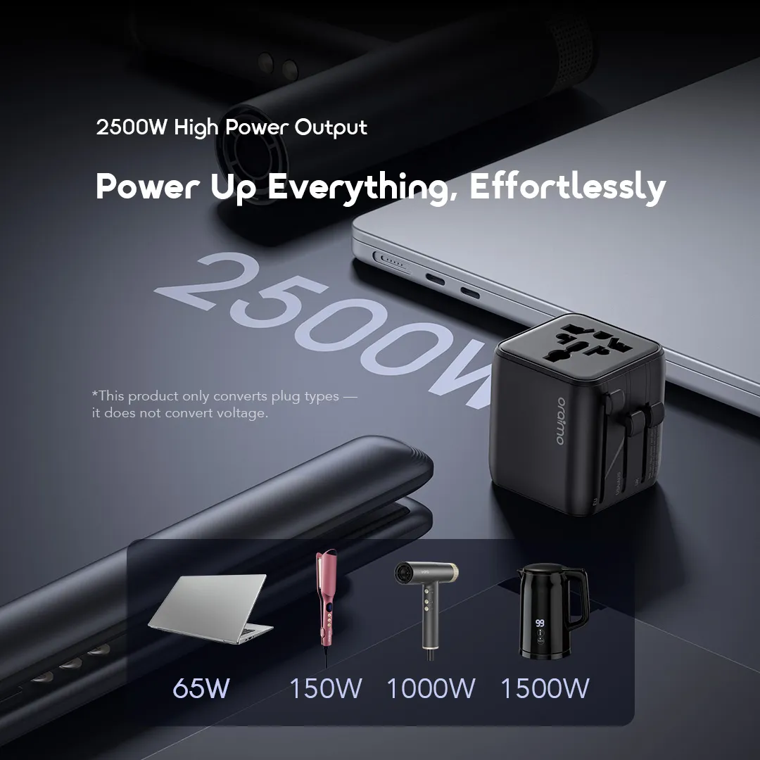 oraimo PowerOmni 251 2500W Multi-Plug Travel Converter OCW-T01 oraimo travel adapter PowerOmni 251 OCW T01 high power output 1