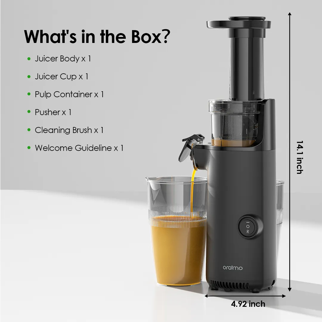 oraimo EasyJuice Mini Portable Slow Juicer OMJ-201A oriamo EasyJuice Mini OMJ 201A what is in the