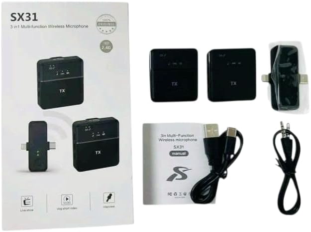 SX31 3-in-1 Multi-Function Wireless Microphone, 2.4G, Live Stream Video Recording