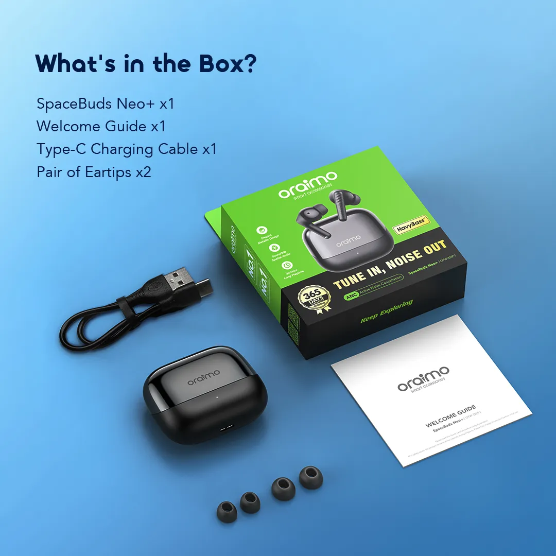 wireless earphones spacebuds neo plus otw 323p 12 package